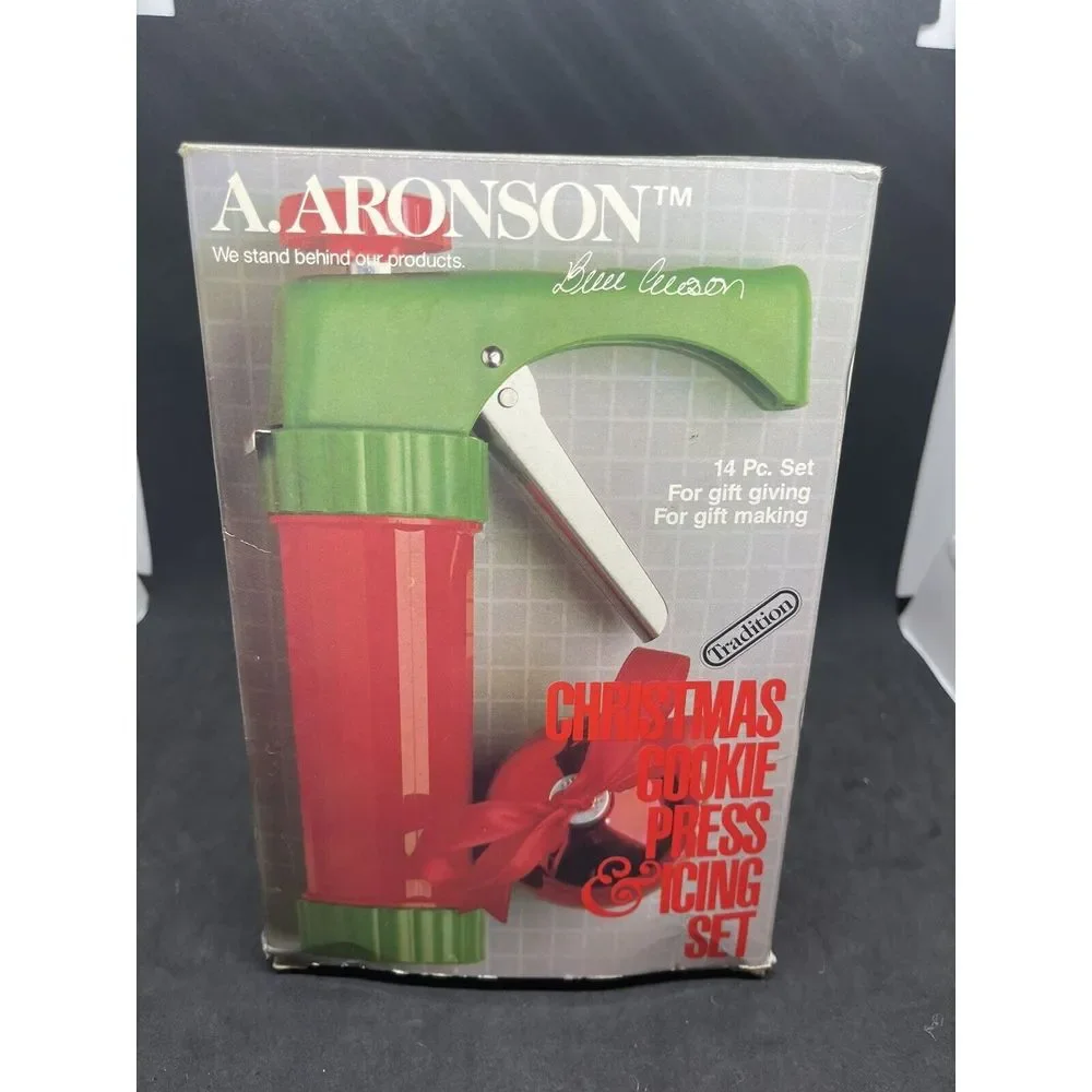 A Aronson Cookie Press &‎ Icing Set - Disks & Decorating Tips